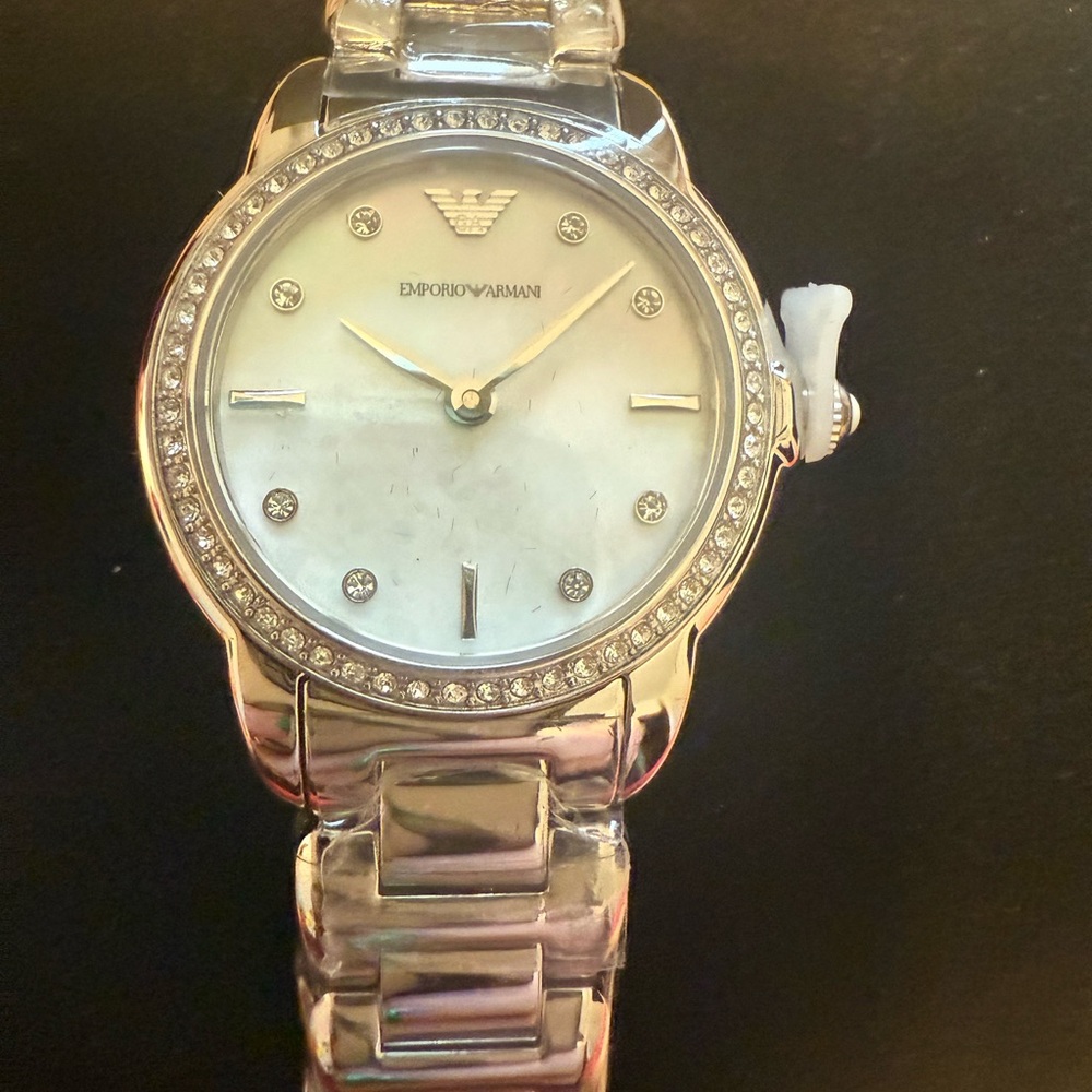 Emporio Armani Silver Women's Watch with Crystal Accents